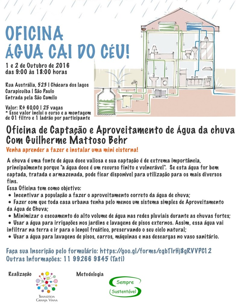 Cartaz curso de captação de água de chuva da granja viana 2016